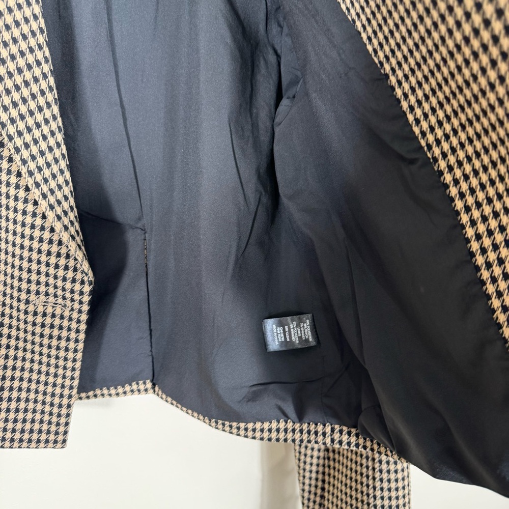 House of Harlow 1960 Womens Notched Lapel Houndstooth Blazer XS Tan Black Career - Picture 10 of 12